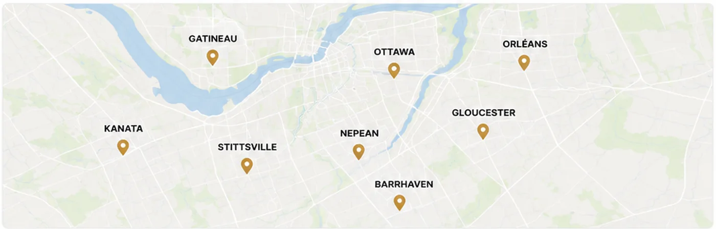 Map showing Best Ottawa Locksmith service areas across Ottawa and Gatineau